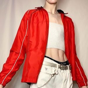 red windbreaker